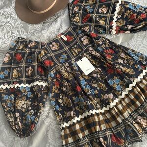 SPELL Blue Floral Print Flora Tunic Dress - Mystic size Small (NWT)